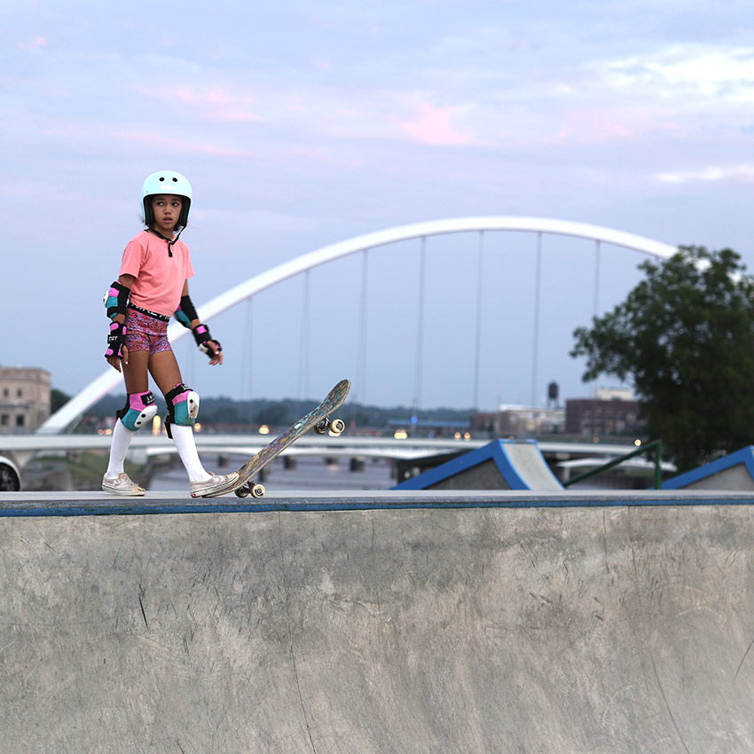 a young person skateboarding